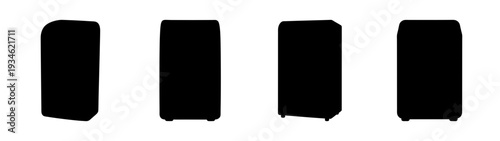 Three black abstract rectangles vector illustration, flat design graphic