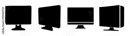 Four desktop computer monitors in different styles vector illustration