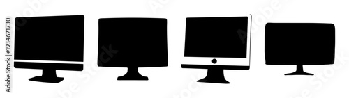 Four desktop computer monitors vector illustration, flat design graphics