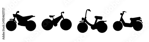 Four different electric bike designs vector illustration, flat design