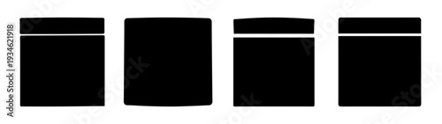 Four black containers with lids, vector illustration, flat design
