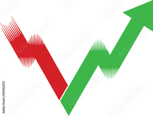 Graphic illustration of financial market volatility with upward recovery trend Vector