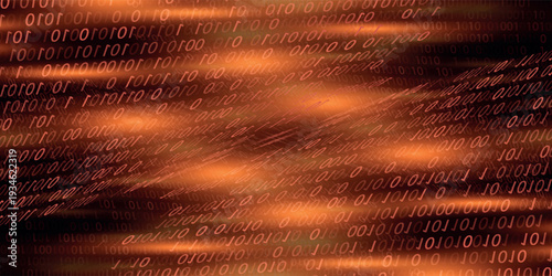 Vector digital code rain in a Matrix inspired futuristic style. High-tech backdrop with glowing binary characters. Binary Software Programming Code Background. Digital Data Technology Concept.