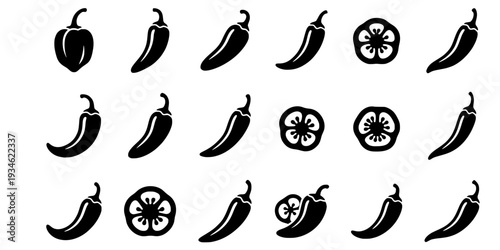hili pepper silhouettes, Chili vector illustration, Chili pepper, Chili pepper clipart, Chili pepper logo, Hot chili pepper silhouettes, Chili, Half chili, Chili silhouette bundle