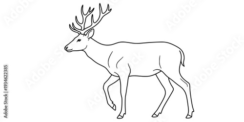 pronghorn silhouette line art vector illustration with a white background
