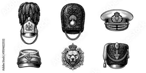 Marching band hat silhouette set
