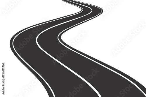 asphalt road with a white background