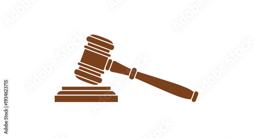A solid brown judge's gavel is resting on its sound block, angled slightly to the right on a clean white background.