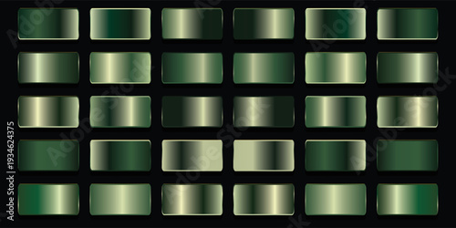 Green metallic gradients over black abstract background with reflective emerald panels, horizontal bands, glossy gradation and geometric symmetry, cool modern mood, subtle neon glow and deep contrast