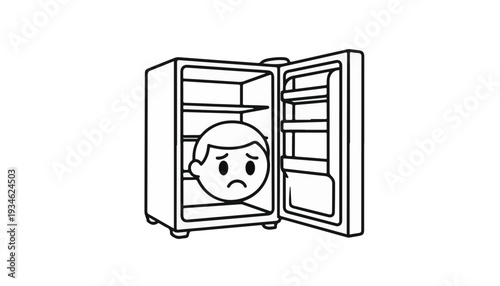 Empty refrigerator staring icon food shortage scarcity inventory management retail logistics grocery supply chain
