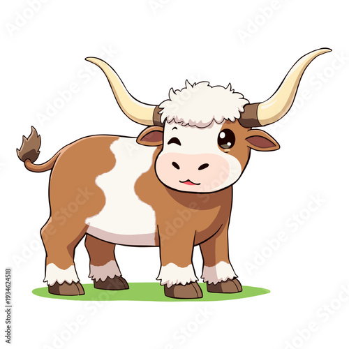 Cute English Longhorn Cattle Clipart 10