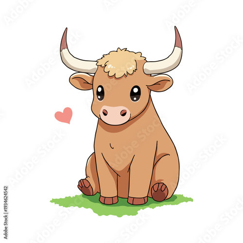 Cute English Longhorn Cattle Clipart 01