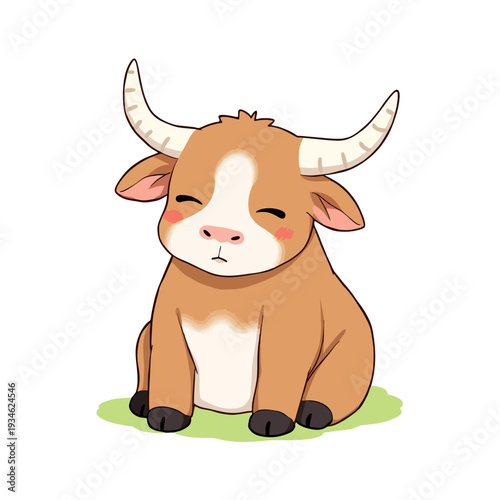 Cute English Longhorn Cattle Clipart 03