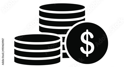 Stack of coins with a single dollar sign a simple financial icon