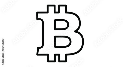Black and white line drawing of the bitcoin symbol on a white background