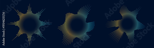 Music frequency control icon with minimalist line dots, Clean audio mixer equalizer icon linear dot design