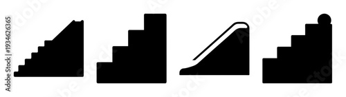 Four different staircase steps vector illustration, flat design