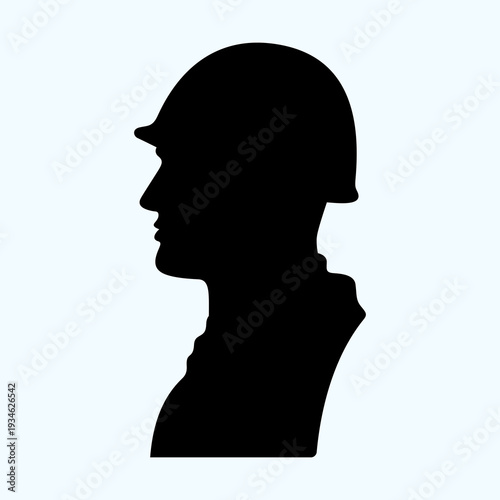 Bust of a soldier in profile