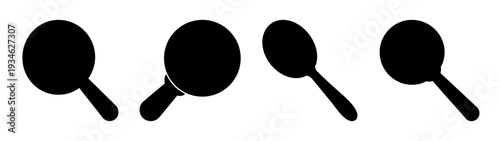 four black spoons minimalist flat design vector illustration