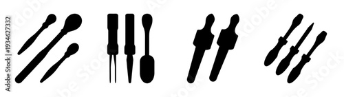 set of four blank price tags hanging on string vector illustration