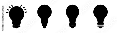 four light bulbs evolving into ideas flat design vector illustration