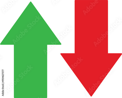 Free Download Contrasting upward and downward directional arrows in green and red colors Vector - GFXLoad