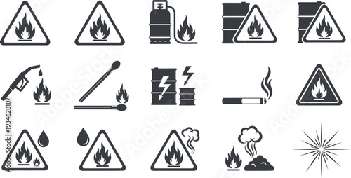 Flammable Materials and Danger Symbols fire hazard