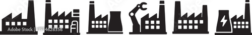Factory icon set minimal industrial vector glyph collection isolated editable silhouette symbols