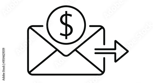 Financial email concept a vector icon depicting money being sent via message
