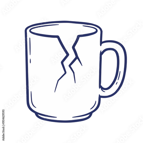 Ceramic mug with crack surviving breakage concept for resilience and business crisis management during New Year