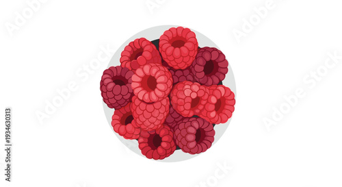 A generous pile of vibrant red raspberries with distinct textures fills a simple grey bowl, viewed from a direct overhead perspective.