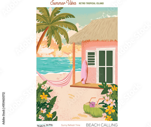 Beach paradise resort. Enjoy holiday at dream paradise resort t-shirt design. Summer vibes long beach hand draw. Endless summer artwork. Miami, california, hawaii, aloha surf typography for t shirt.