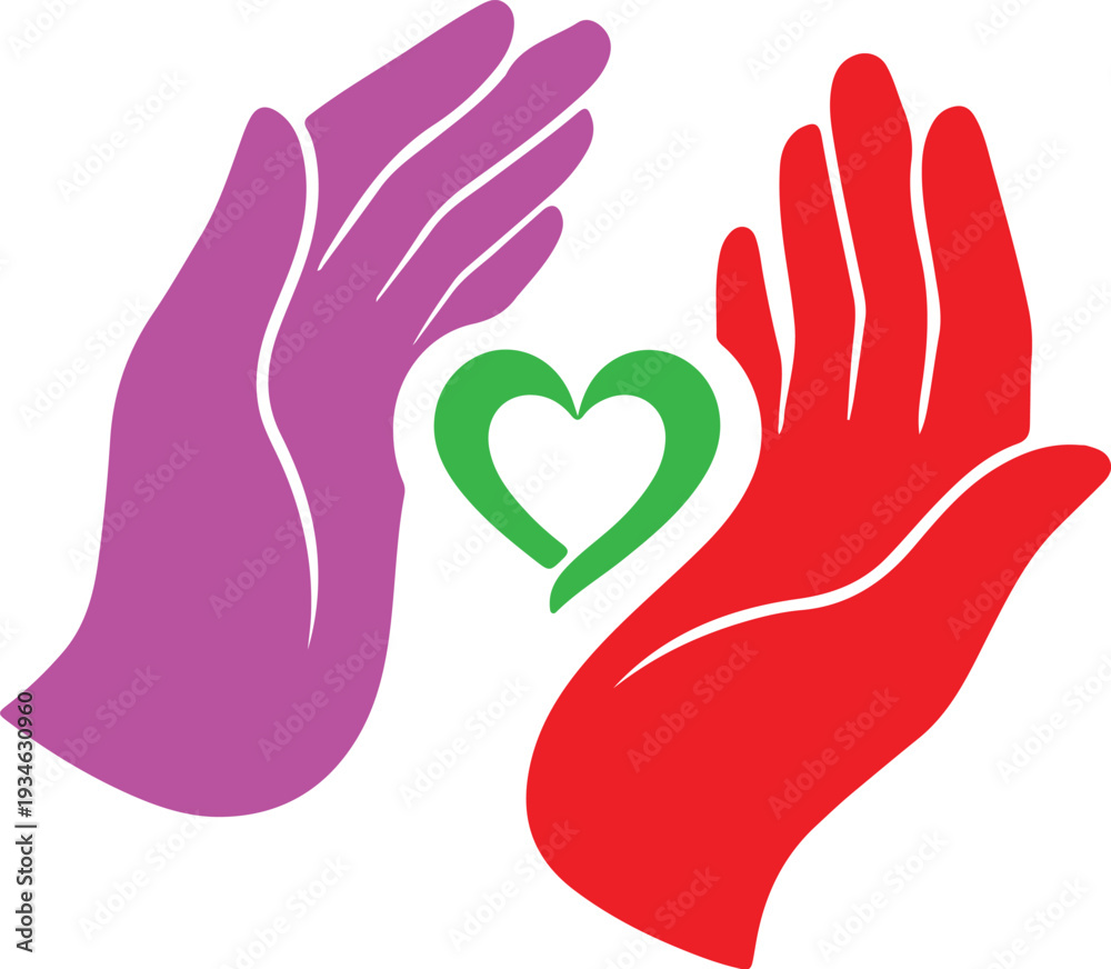 Obraz premium Vector illustration of two hands with heart