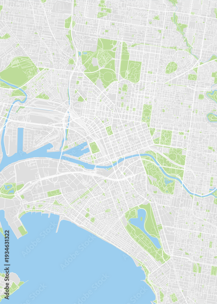 Obraz premium Color detailed plan city map Melbourne, street road map city of the Australian state of Victoria, vector illustration
