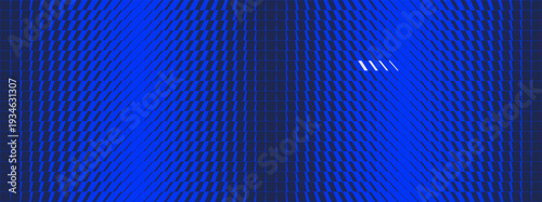 Blue abstract geometric brutalism striped linear pattern, Unique vector banner with transition effect, Dynamic gradient transitional halftone background, Slanted thin to thick stripe vanish backdrop