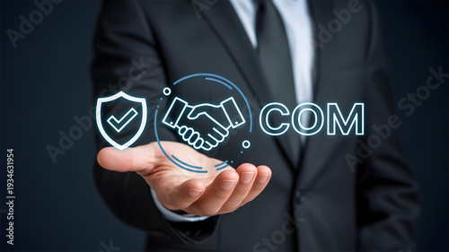 Business Compliance and Corporate Governance Concept with Security Shield and Partnership Agreement