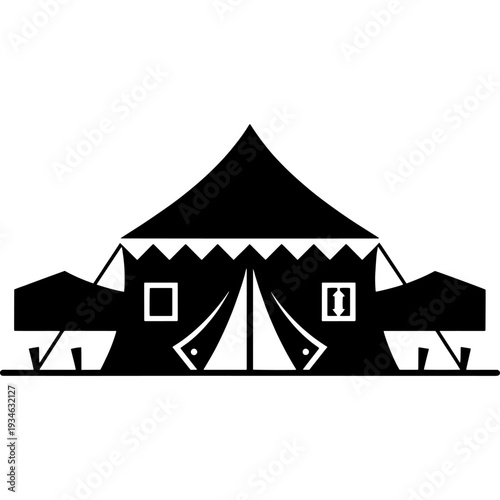 Vintage circus tent with black and white geometric design elements Vector