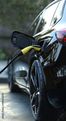 Charging a plug-in electric vehicle. 3D illustration