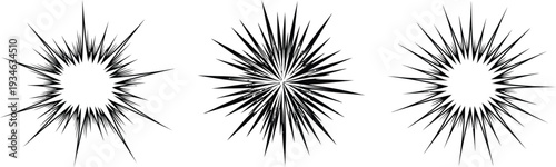 Vector illustration of explosive burst effects dynamic starburst designs