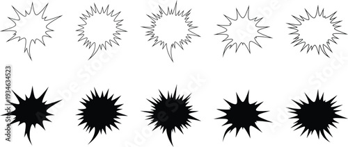 Vector illustration of explosive effects with black and white splashes