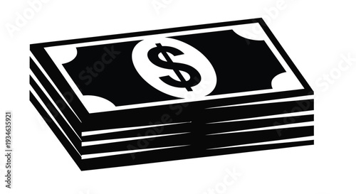 Stack of money with a dollar sign isolated on a white background