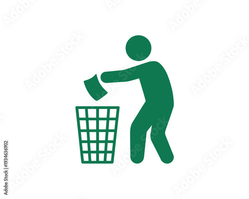 Person disposing waste into a recycling bin for environmental sustainability