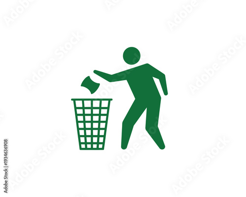 Person disposing of waste into a recycling bin for environmental sustainability