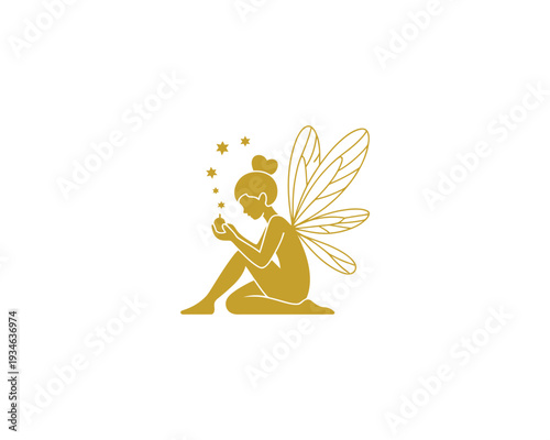 Elegant minimalist fairy with glowing dust wings - whimsical fantasy character