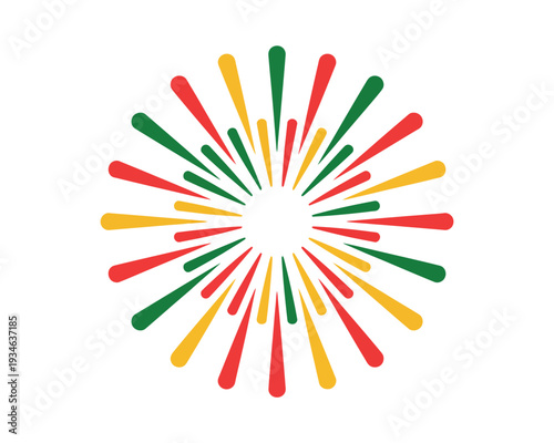 Vibrant radial matchsticks or pencils in circular pattern - minimalist vector design