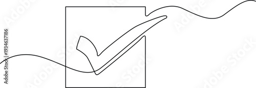 A black and white line drawing of a checkmark inside a box Vector