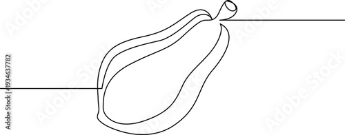 A single squash with a stem, drawn in a simple line art style Vector