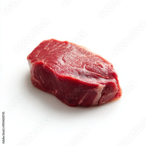 Fresh raw beef steak isolated on white background, clean butcher cut, studio lighting