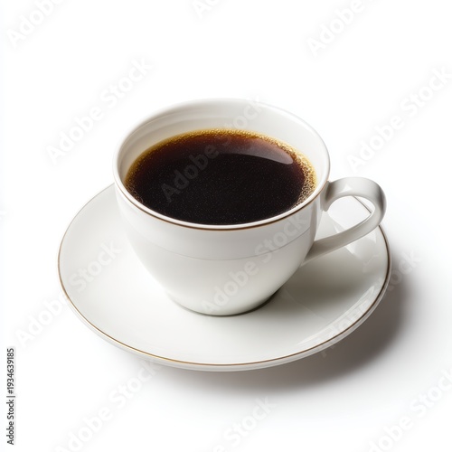 Cup of coffee isolated on white background, clean studio lighting, clipping path style
