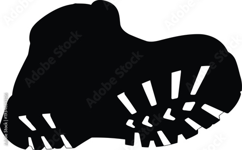 Black Silhouette Hiking Boot Print Isolated Vector for Outdoor Adventure and Footwear Design